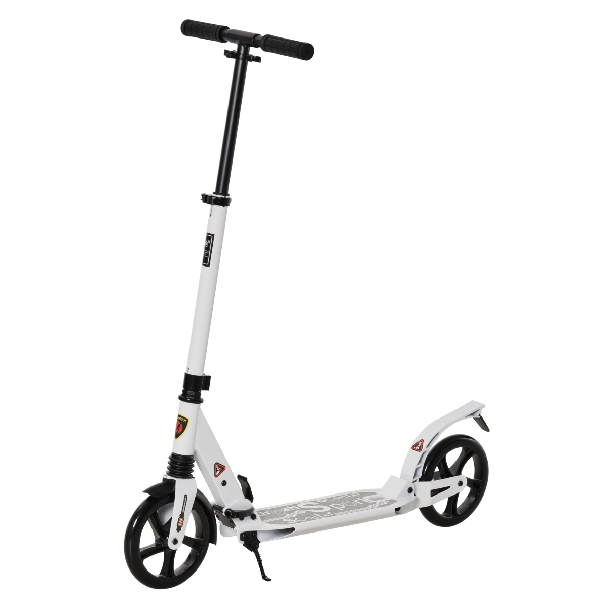 Foldable Kick Scooter with 2 Big Wheels, Adjustable Handlebar, Aluminium Frame, White