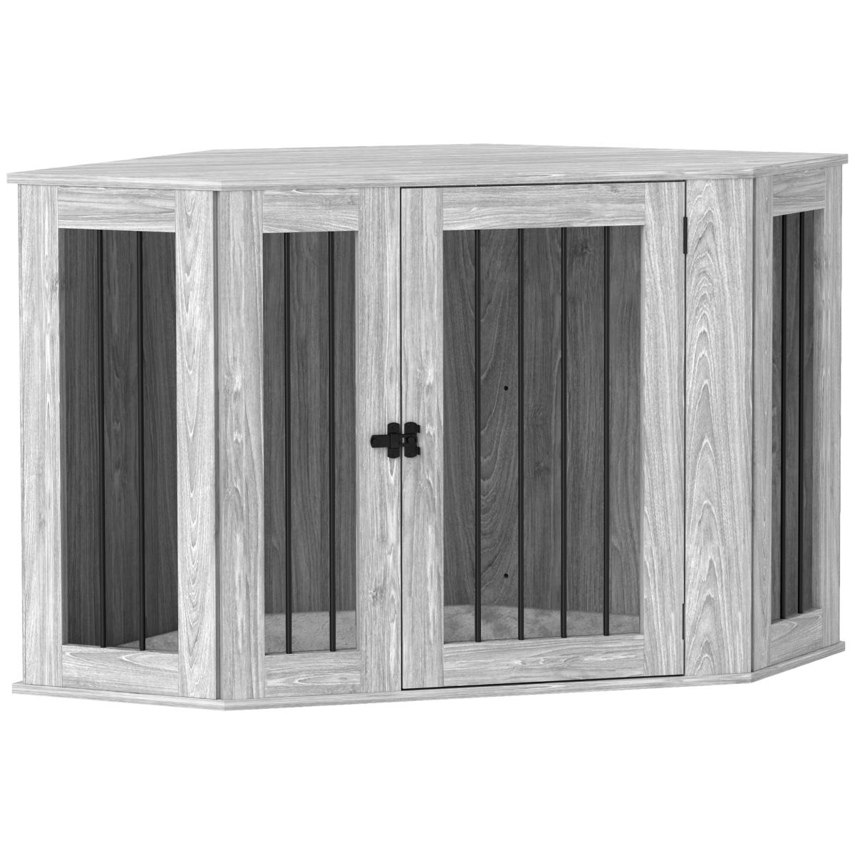PawHut Dog Crate Furniture Side Table with Cushion - Grey