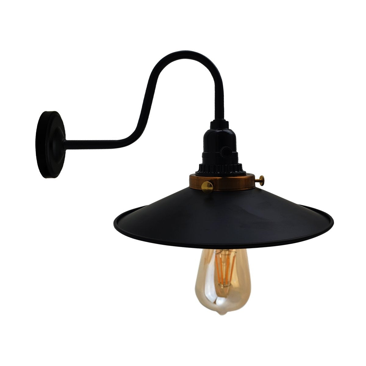 Retro Industrial Indoor Metal Wall Light Sconce, Black, E27 Base