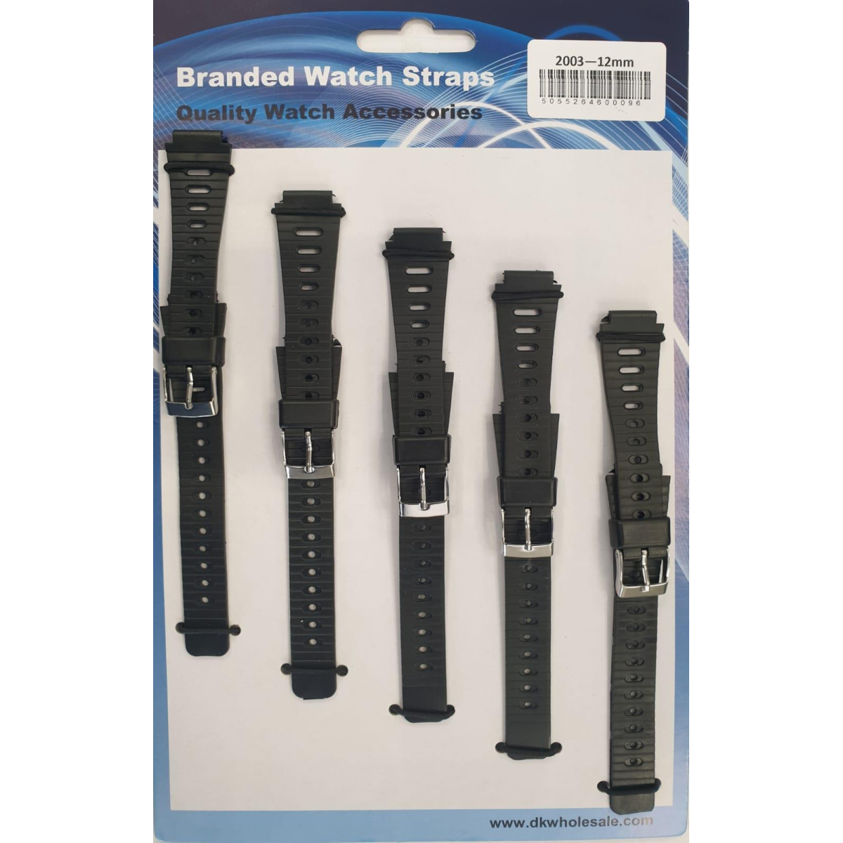 Black PU Watch Straps 12mm, 5-Pack