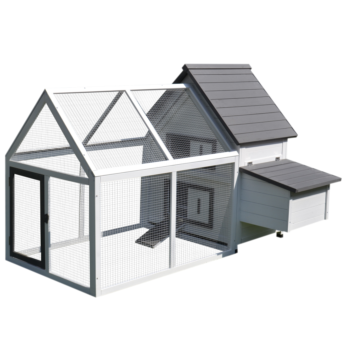 Wooden Chicken Coop with Ramp, Run and Nesting Box