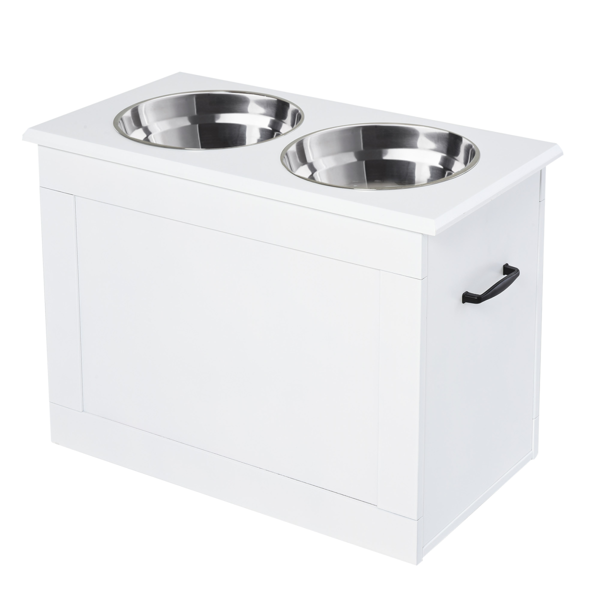 Elevated Dog Bowls with Storage Function, Stainless Steel Bowls, Raised Pet Feeder for Large Dogs, PawHut