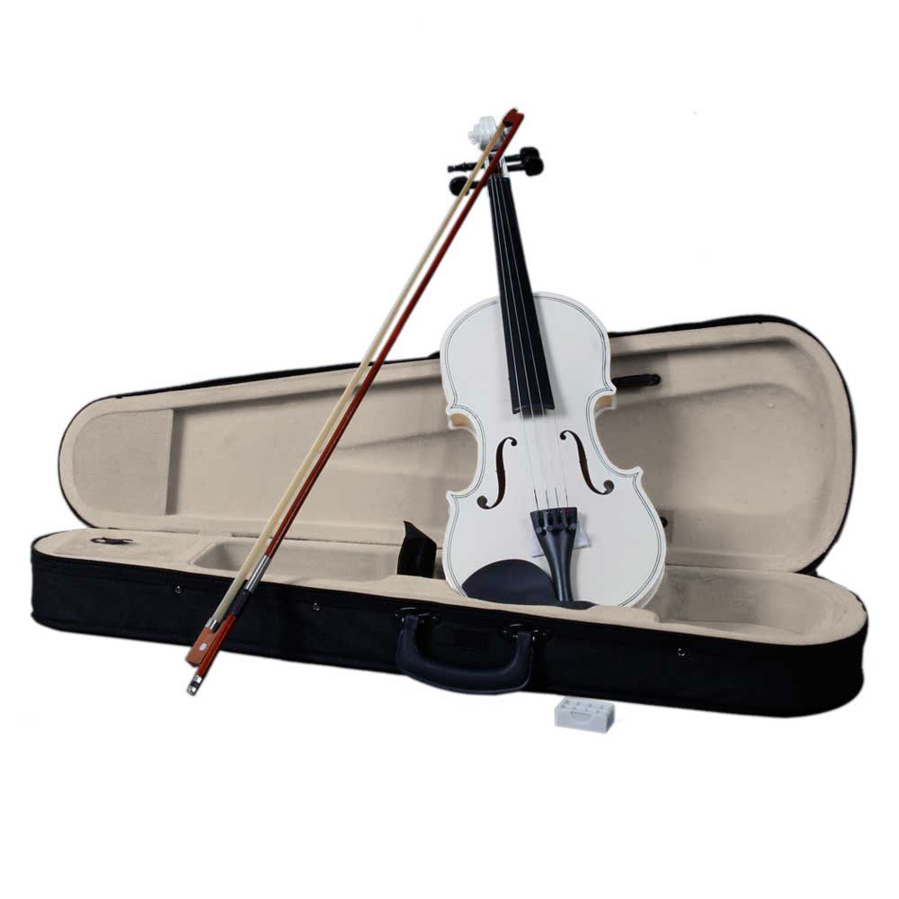 White 4/4 Full Size Acoustic Violin Set with Case, Bow and Rosin