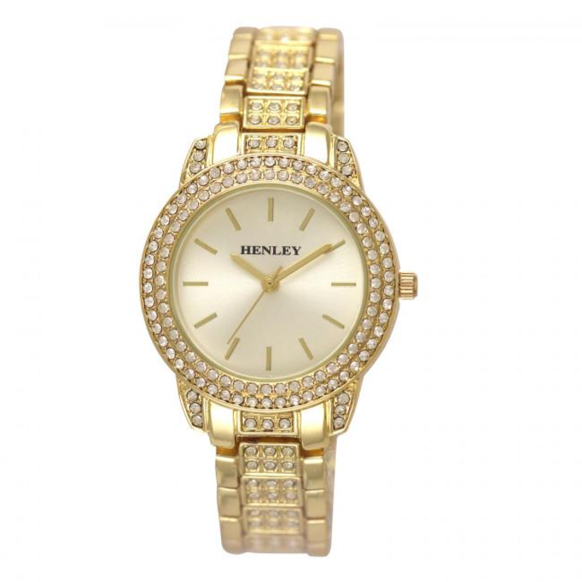 Henley Ladies Gold Tone Bracelet Watch with Diamante Crystals and Gold Dial