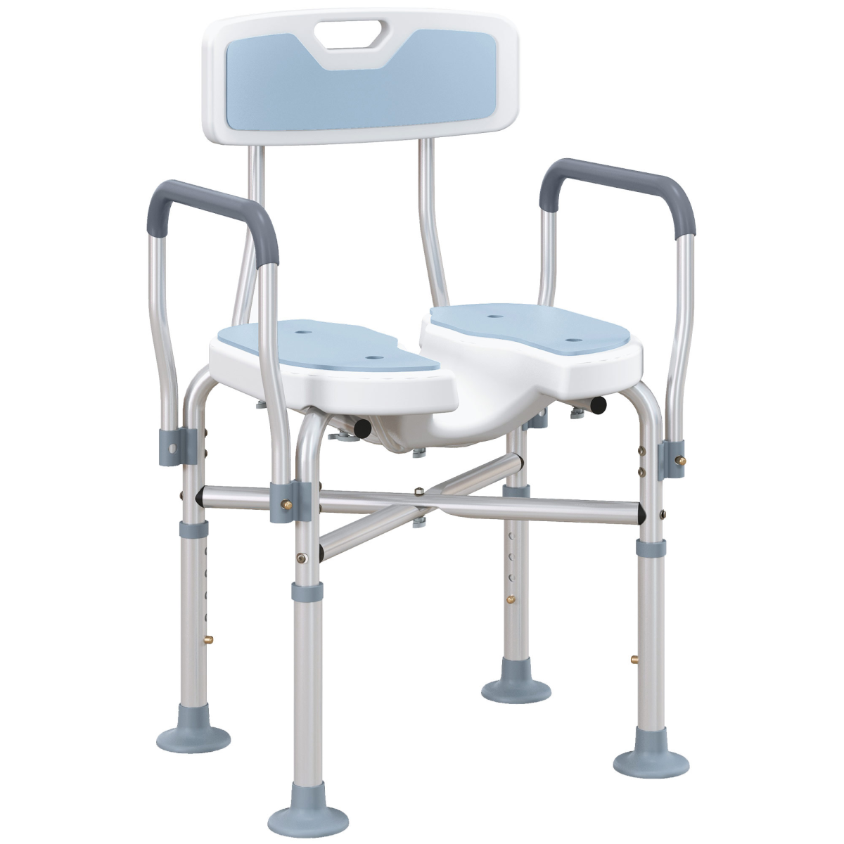 HOMCOM Adjustable Padded Bath Chair with Slotted Seat