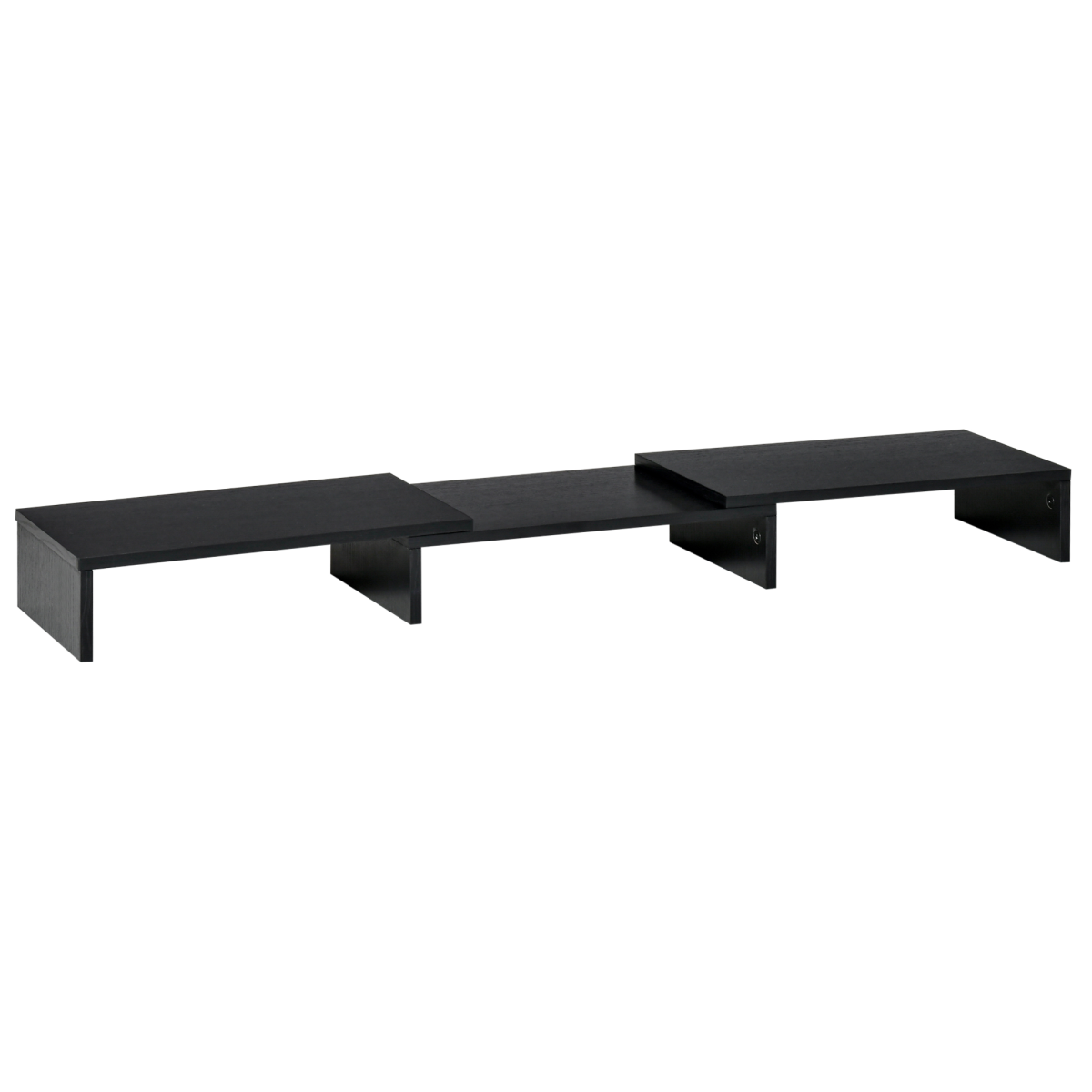 Adjustable Monitor Stand Riser with Extendable Length and Three-Part Storage, 80-117cm, MDF