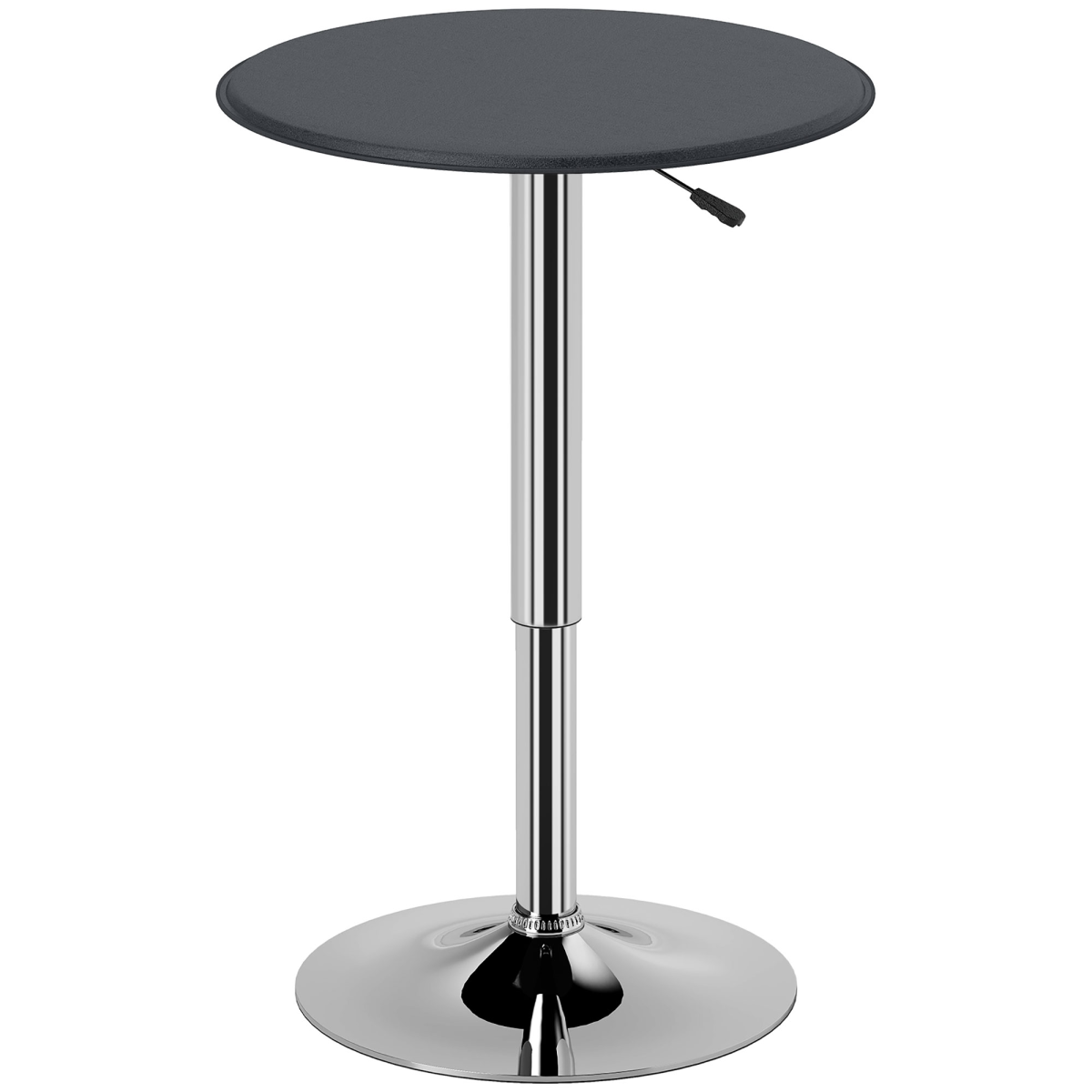HOMCOM Height Adjustable Round Bar Table with Swivel Round Top, Chrome Steel Frame, Black