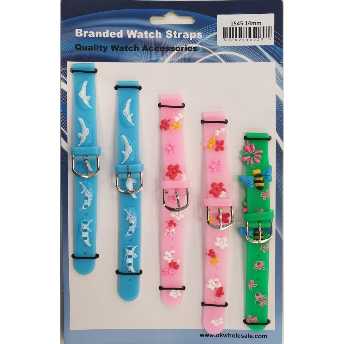 Kids Watch Straps 5-Pack Assorted Designs & Colours 14mm