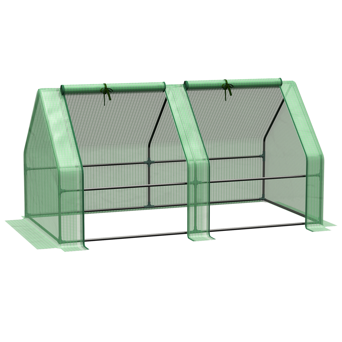 Mini Small Greenhouse with Steel Frame, PE Cover and Zip Window, 180 x 90 x 90 cm