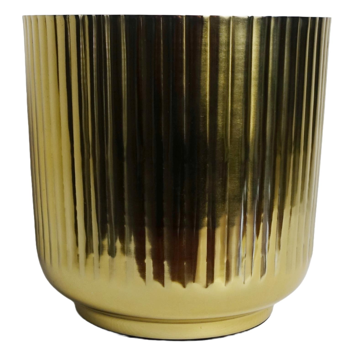 Leaf 20.5cm Gold Fluted Metal Planter