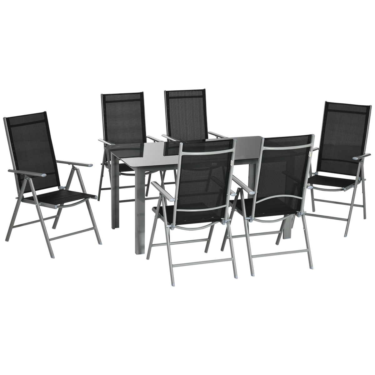 Outsunny 7-Piece Aluminium Patio Dining Set with Folding Chairs