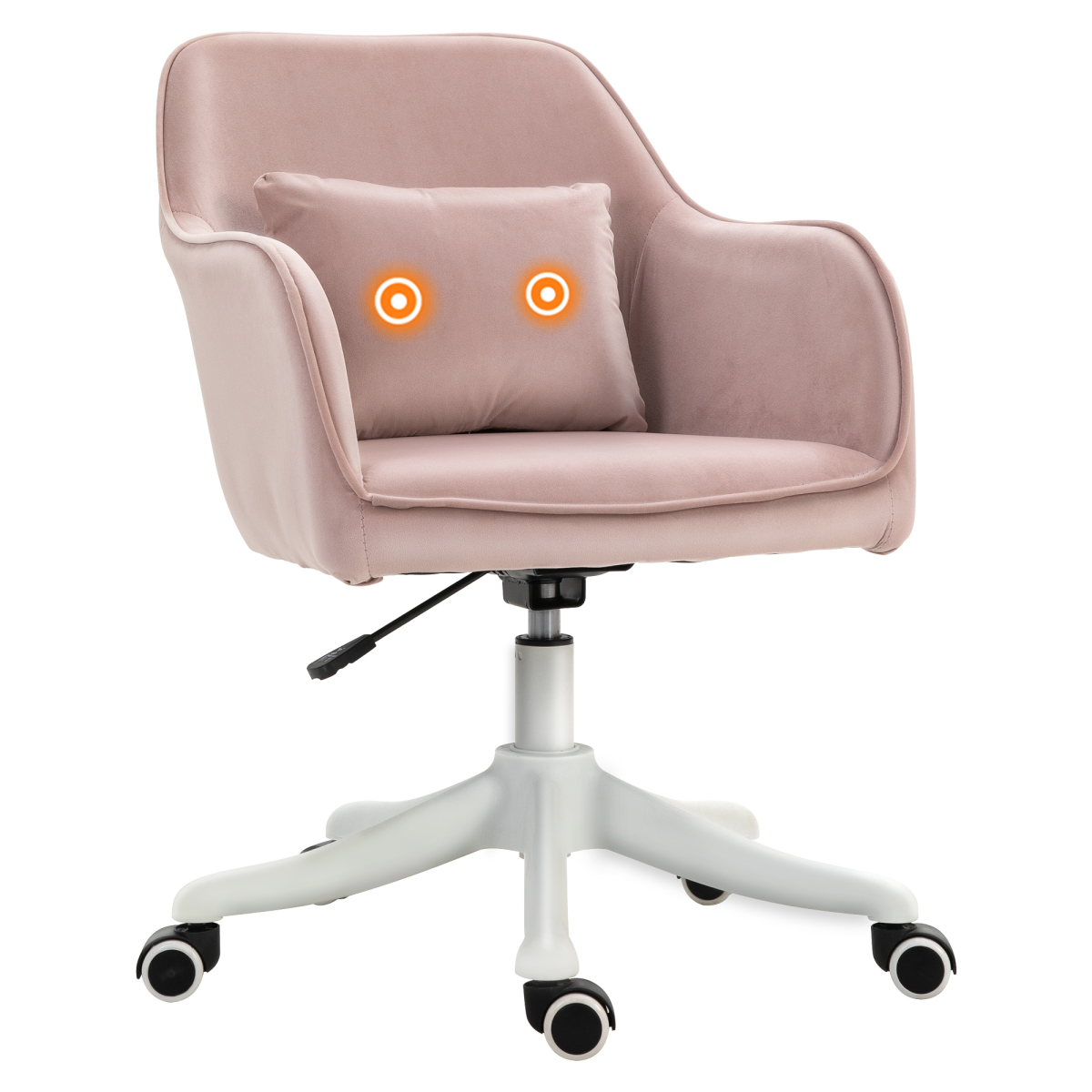 Vinsetto Massage Office Chair with USB Powered Lumbar Pillow, Velvet-Feel Upholstery, Swivel Seat and Castor Wheels