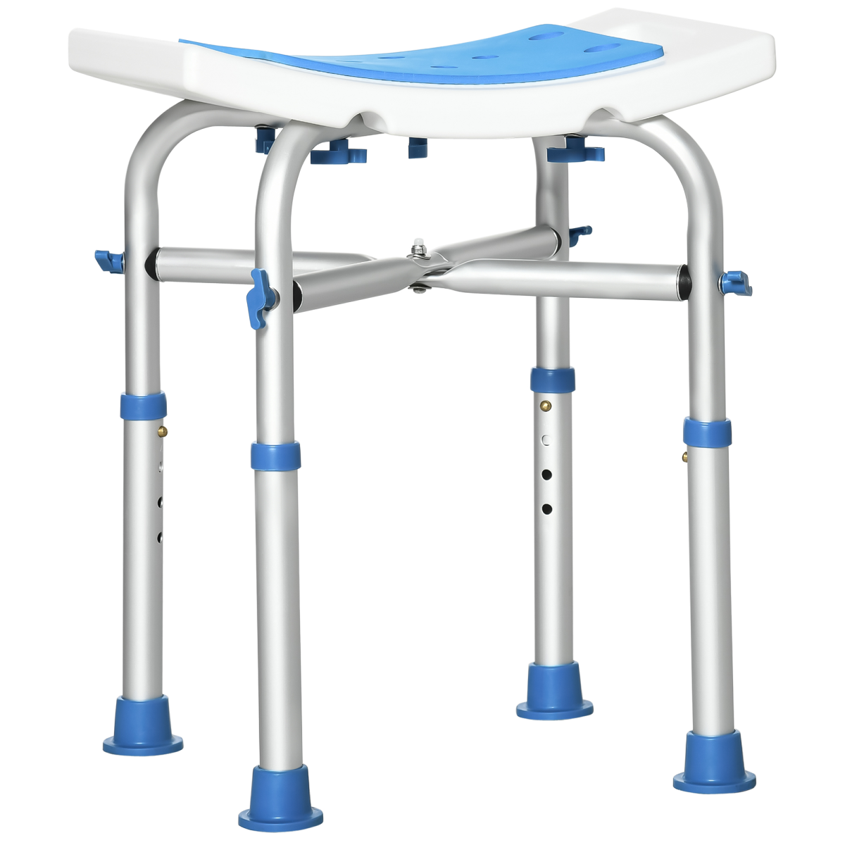HOMCOM Adjustable Shower Stool with Suction Foot Pads, 4-Level Height, Aluminium Frame, 150kg Max Load