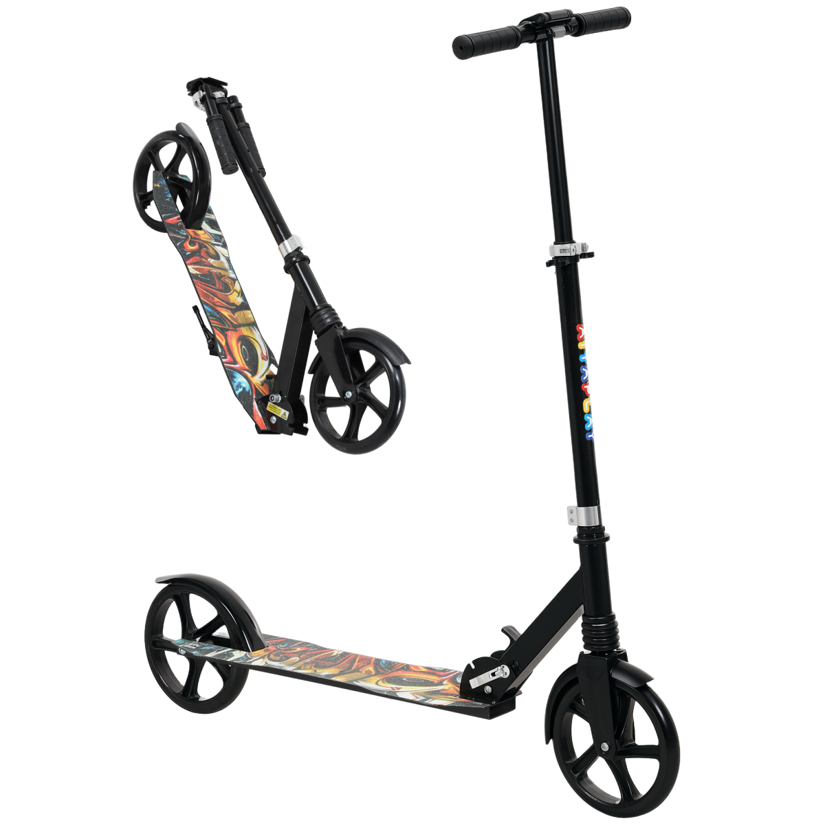 AIYAPLAY Kids Foldable Scooter with Adjustable Handlebar, Black