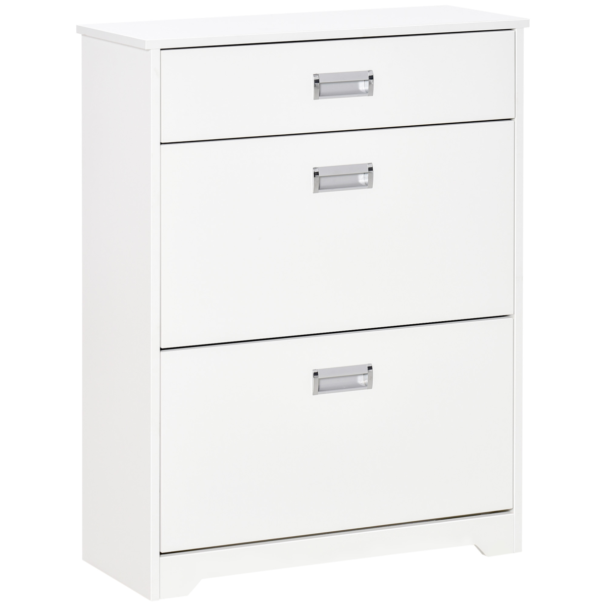 HOMCOM White Tipping Shoe Cabinet with Drawers, 16 Pairs
