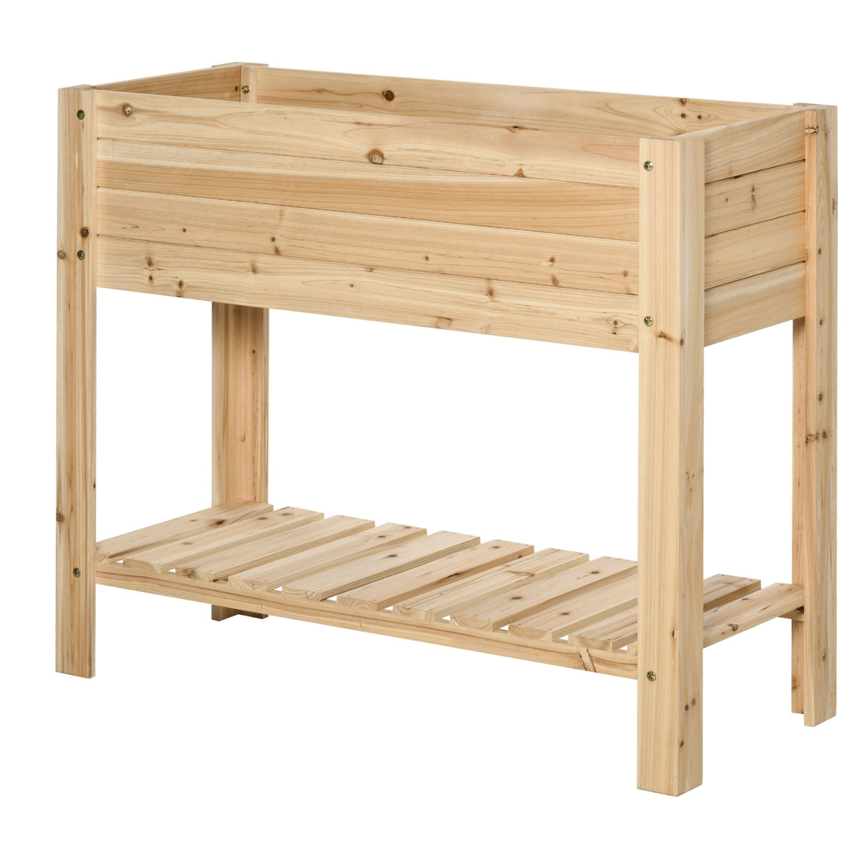 Outsunny Wooden Raised Plant Stand with Bottom Shelf 100x40x84cm