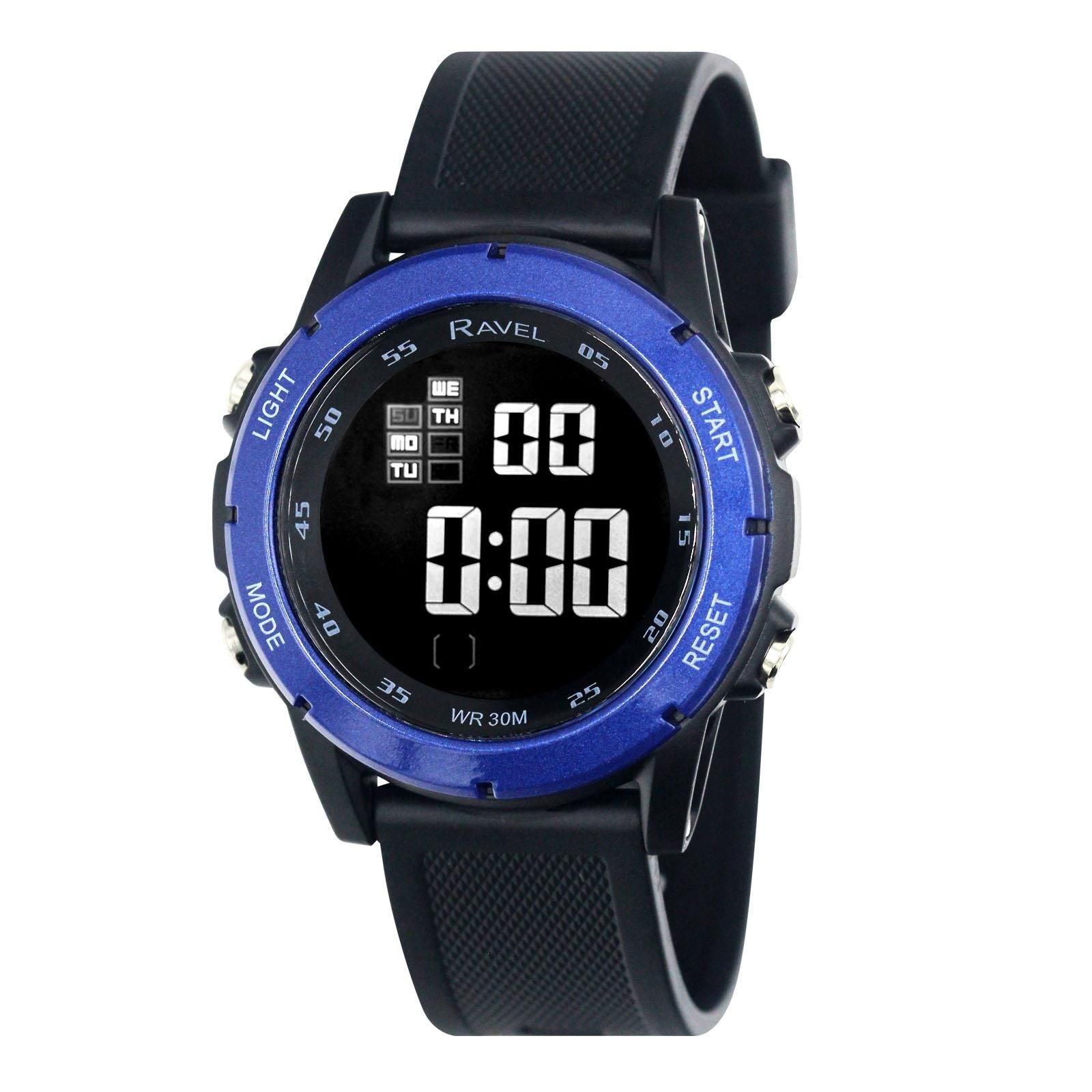 Ravel Mens 3ATM Digital Sports Watch with LED, Time, Date and Day Functions