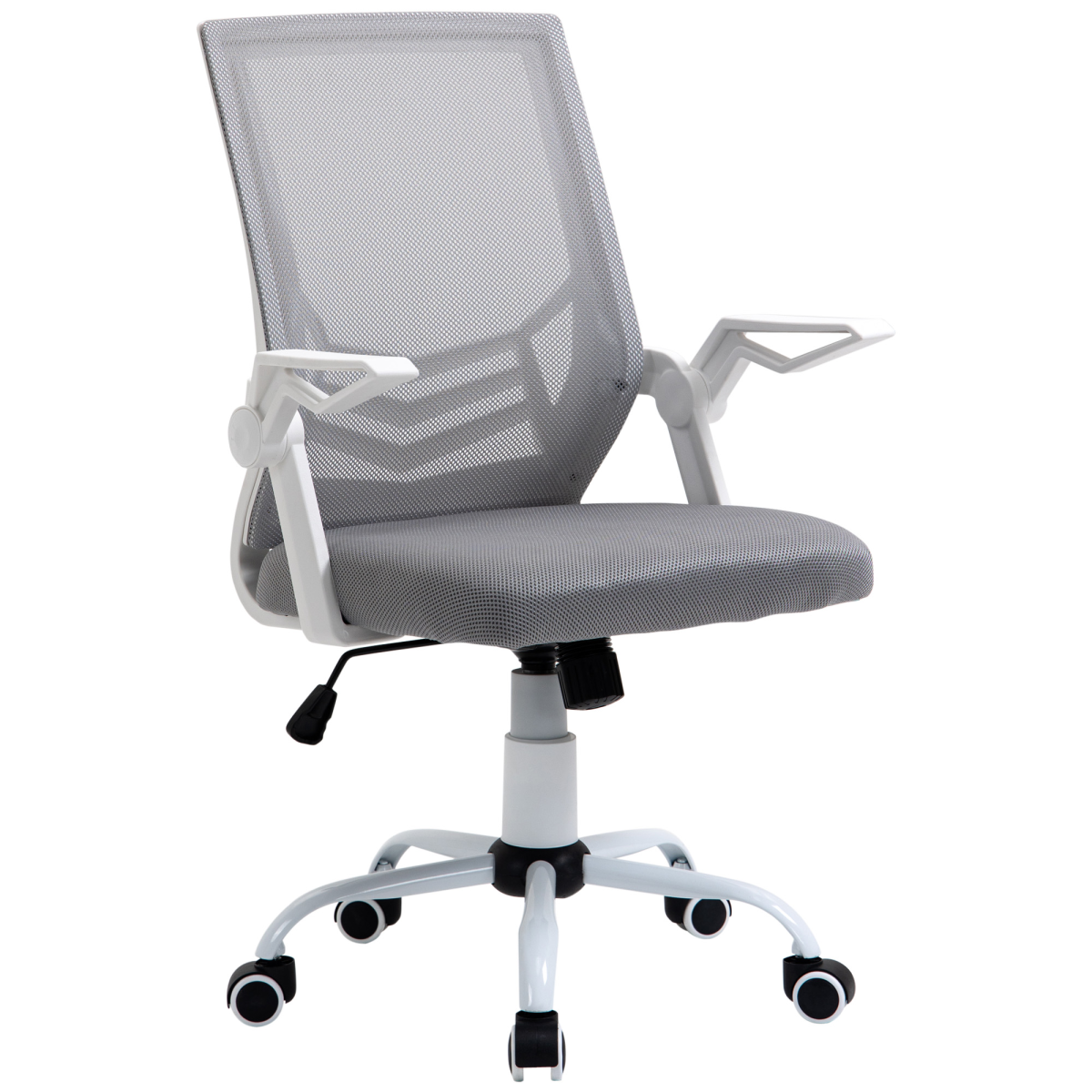 Grey Mesh Swivel Office Chair with Lumbar Support, Adjustable Home Office Task Chair, Grey/White, Unbranded