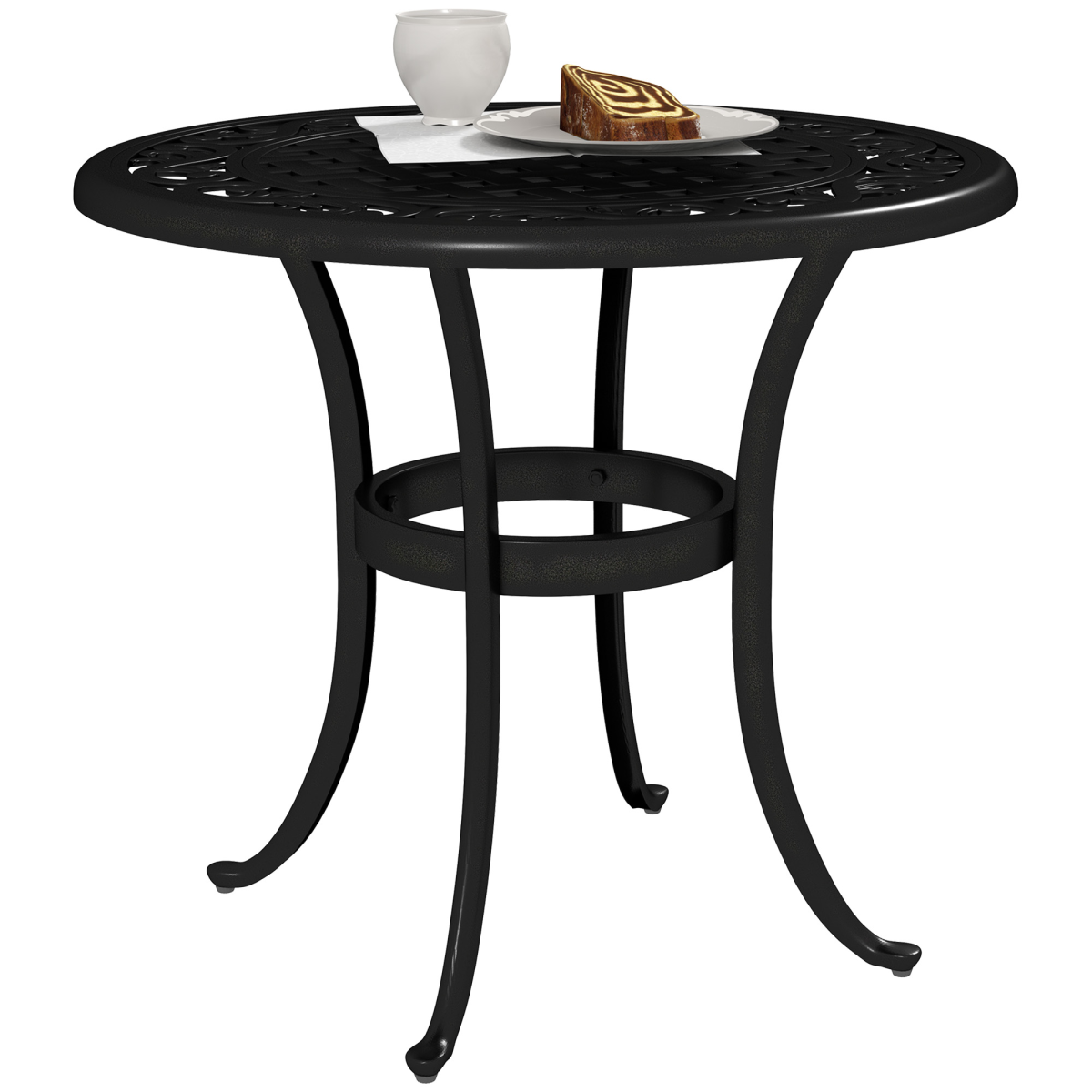 Outsunny Black Aluminium Outdoor Garden Side Table, 60kg Capacity