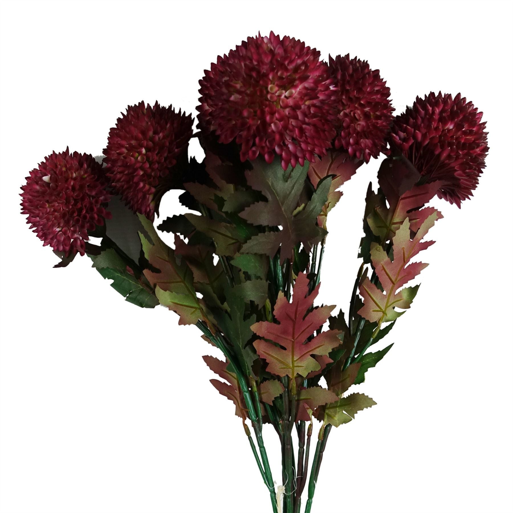 Leaf Pack of 6 Large Ball Dahlia Artificial Flower Stems Pink 70cm