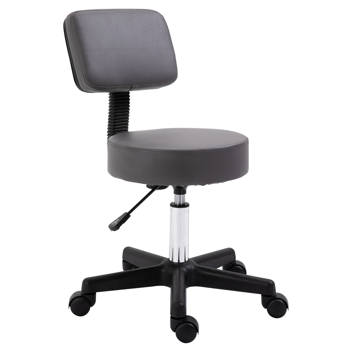 HOMCOM Adjustable Height Saddle Stool with Seat and Back Pad, 360° Swivel Castor Wheels