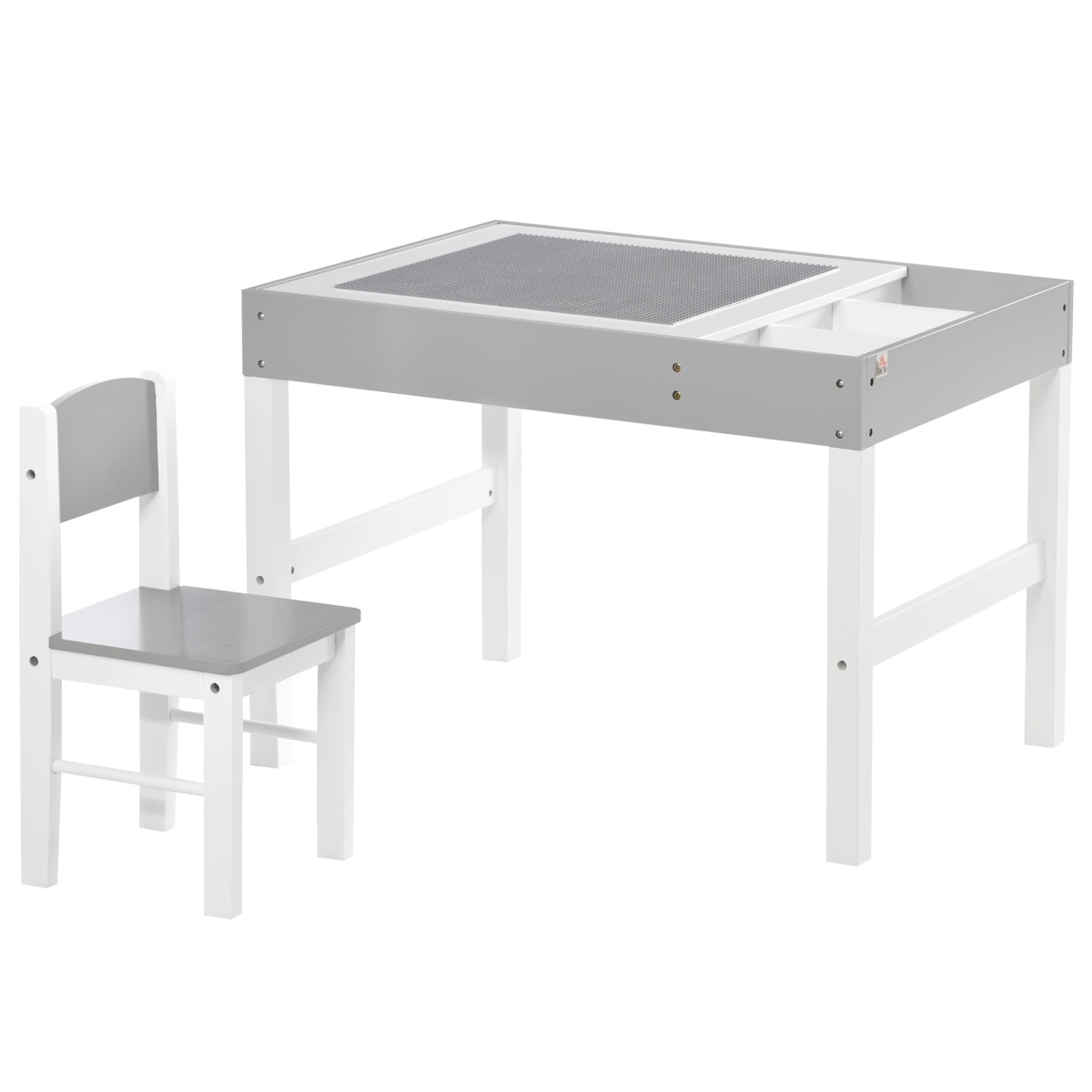Kids Desk and Chair Set with Storage and Whiteboard - Grey