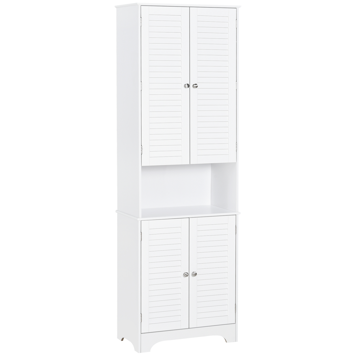 HOMCOM 183x60cm Tall Freestanding Bathroom Cabinet with Retro Shutters, 3 Compartments, White