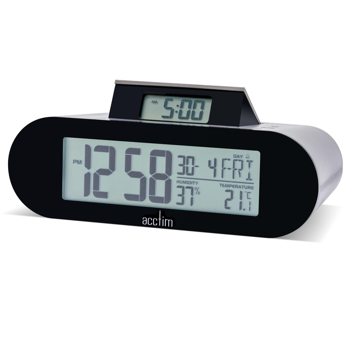 Acctim Kian Reverse Digital Pop Up Alarm Clock, Matt Grey
