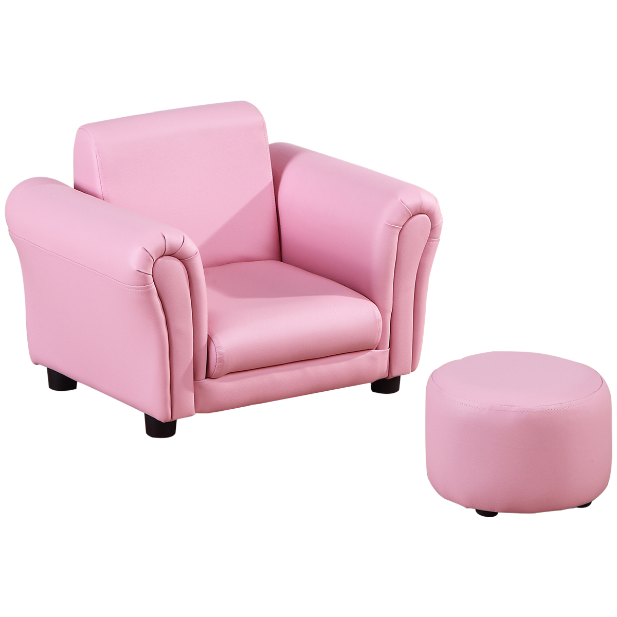 HOMCOM Kids Pink Sofa and Footstool Set, 18+ Months