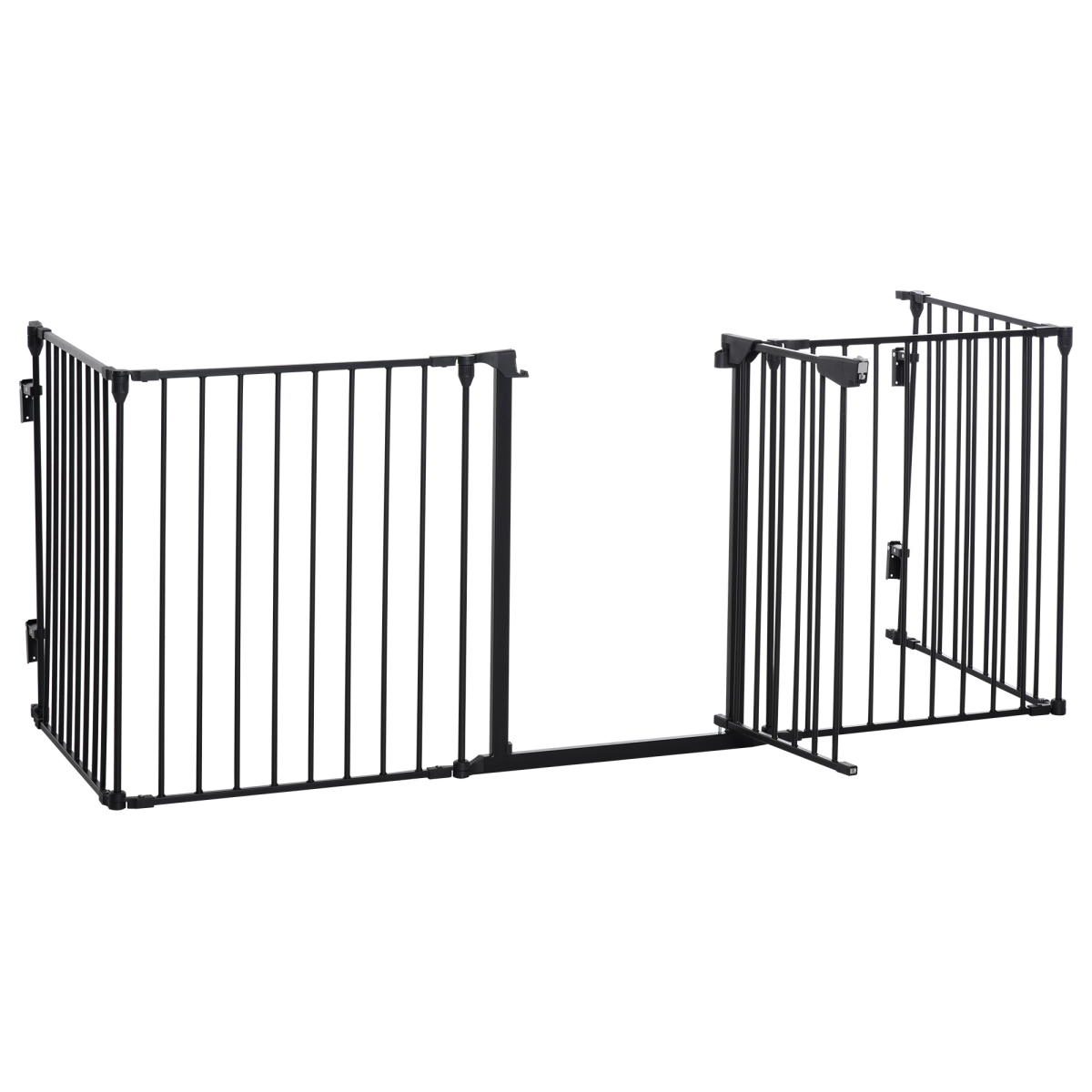 PawHut 5-Panel Dog Playpen and Pet Gate with Walk-Through Door, Freestanding or Wall-Mounted, Black