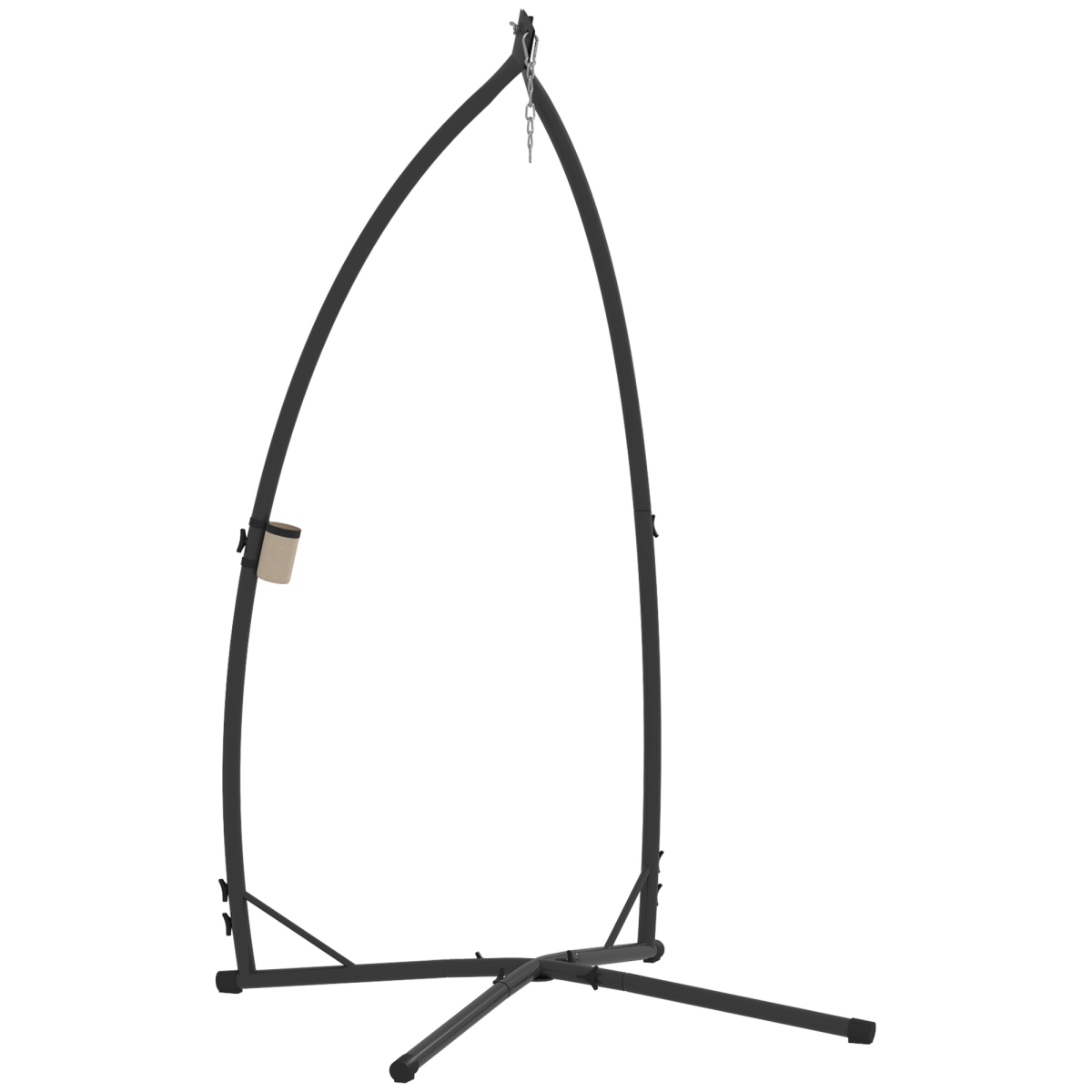Outsunny Steel Hammock Chair Stand with Cup Holder, Black