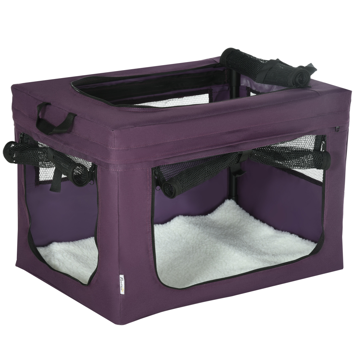 Foldable Pet Carrier Bag with Cushion, 60cm, for Cats and Miniature Dogs, Purple
