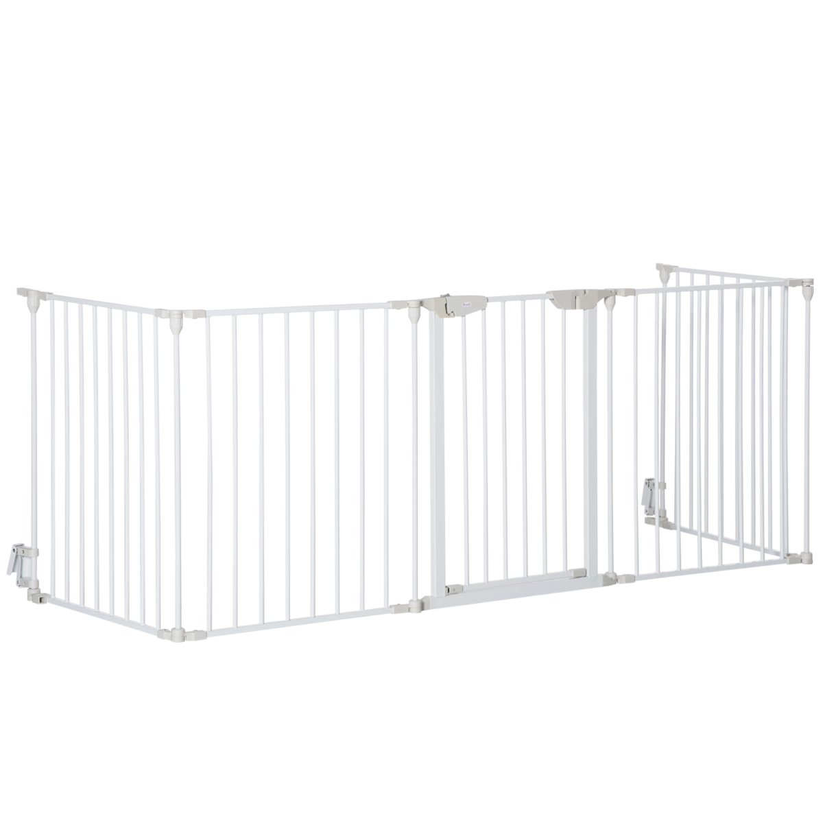 PawHut 5-Panel Indoor Pet Gate and Dog Playpen with Walk-Through Door, Freestanding or Wall-Mounted, Foldable Metal Frame, White