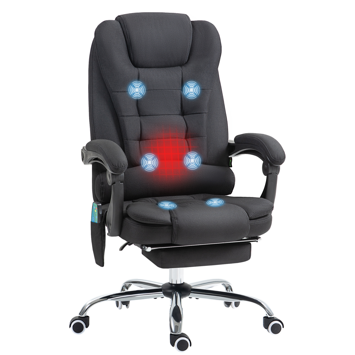 Vinsetto Massage Office Chair with Heat, Recline & Footrest, Black