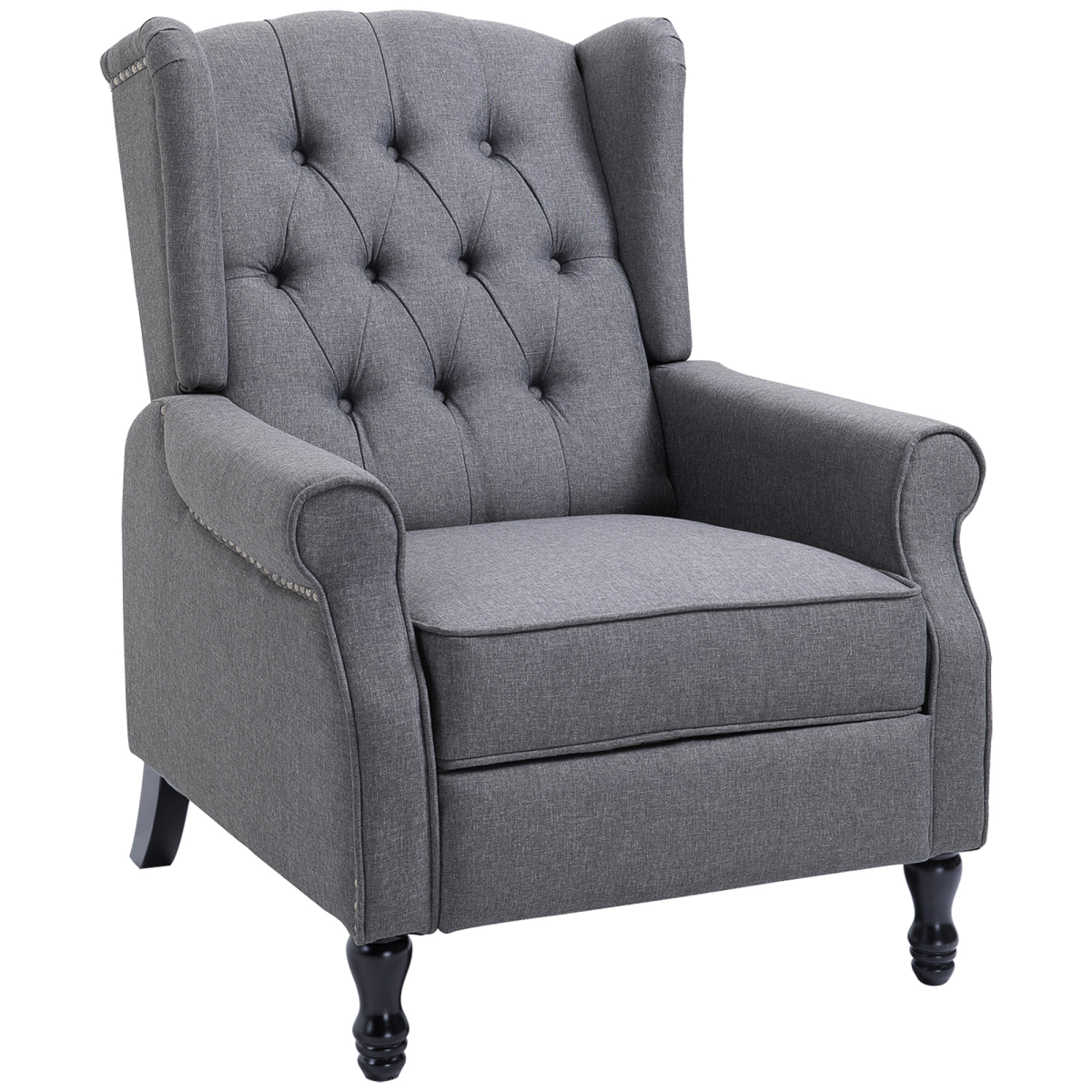 HOMCOM Light Grey Fabric Recliner Armchair with Footrest