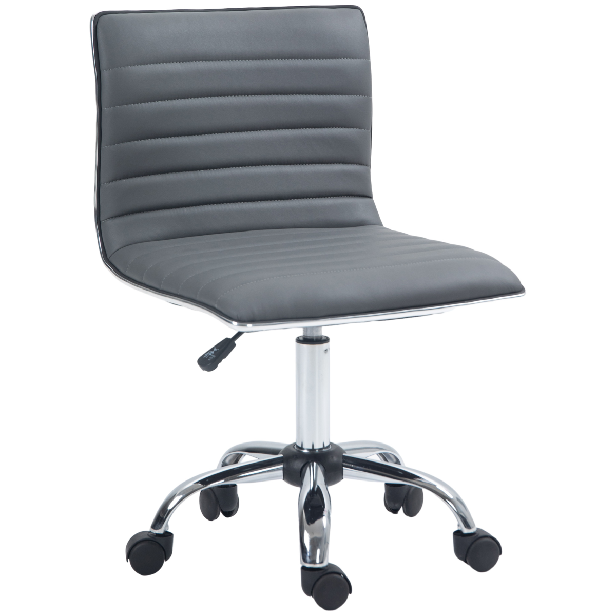 HOMCOM Armless Mid-Back Adjustable Swivel Office Chair, Dark Grey