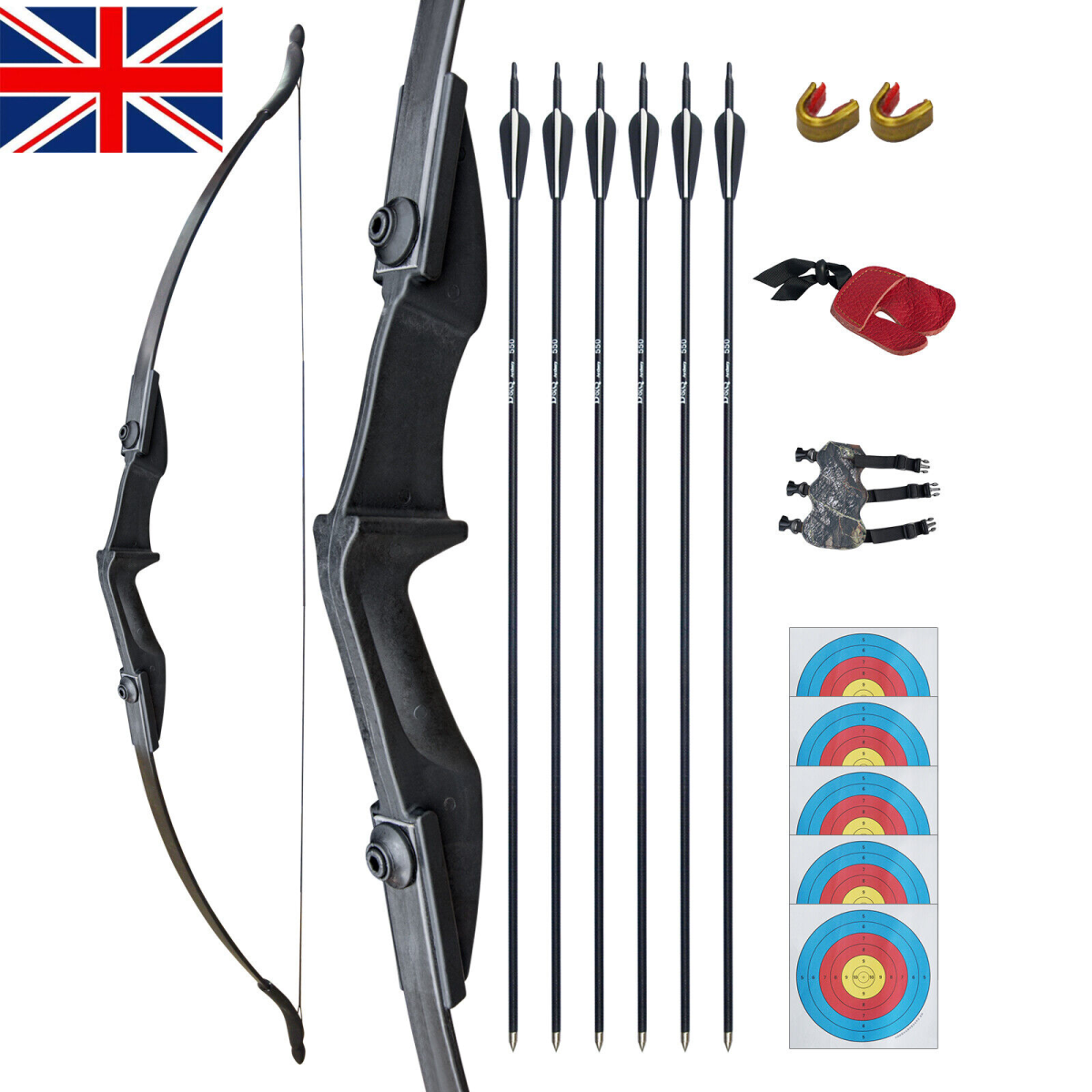 53" Takedown Recurve Bow Set with Fiberglass Arrows, 40 lb, Left or Right Handed