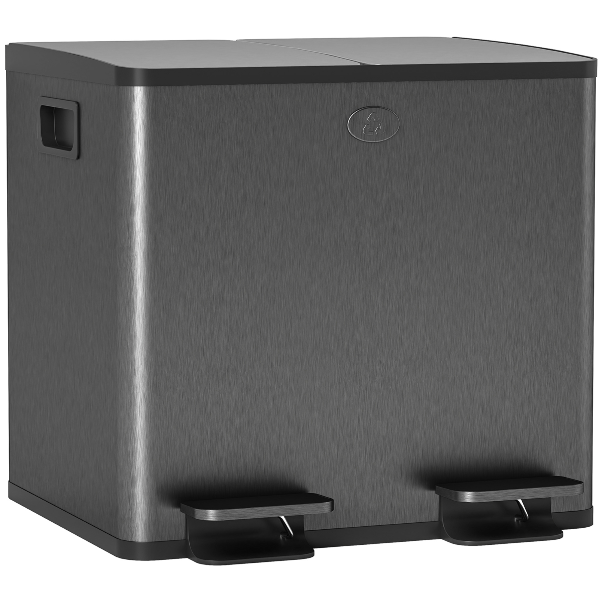 HOMCOM 2 x 15L Dual Kitchen Recycling Pedal Bin, Black