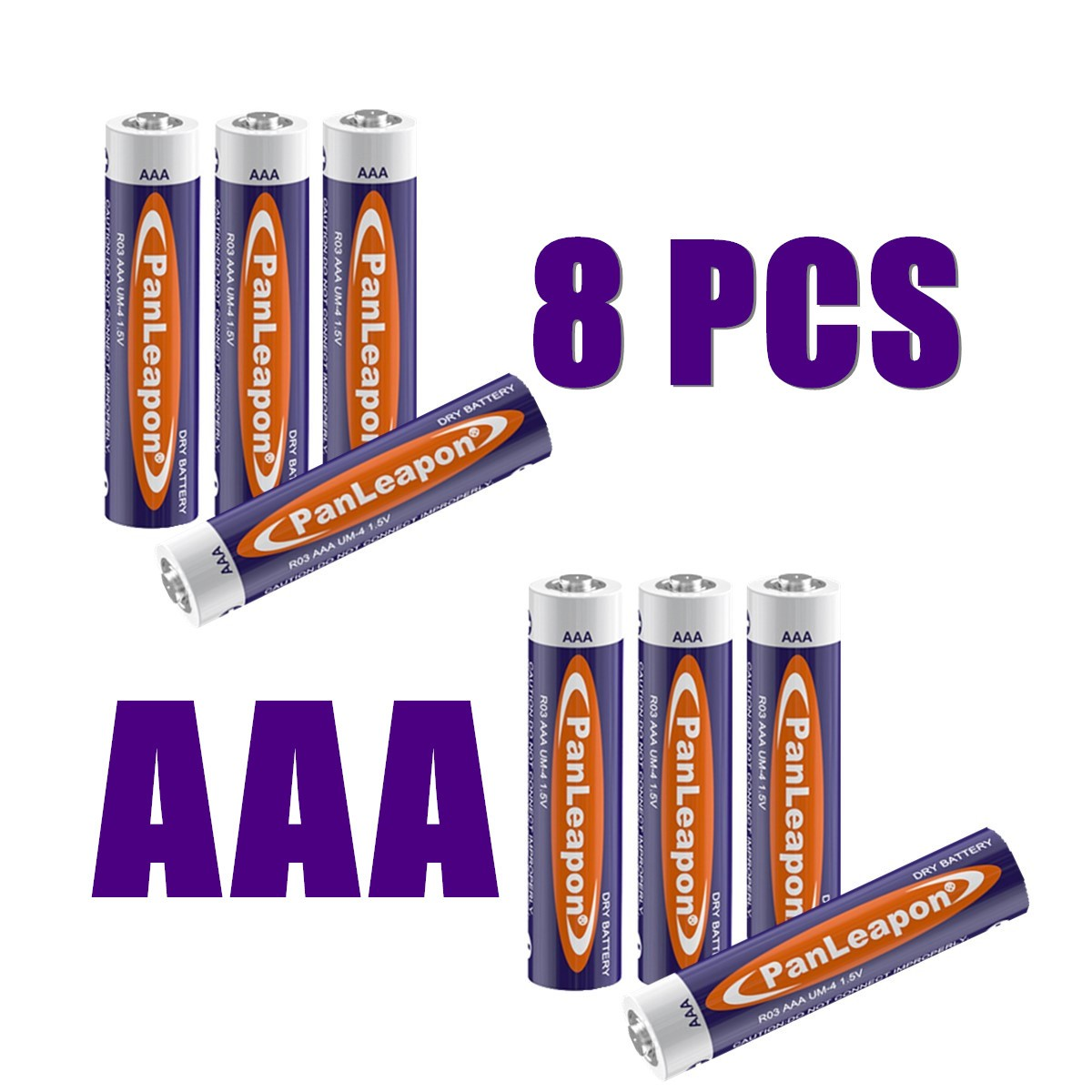 8 Pack AAA 1.5V Carbon-Zinc Batteries for Household Appliances and Small Devices