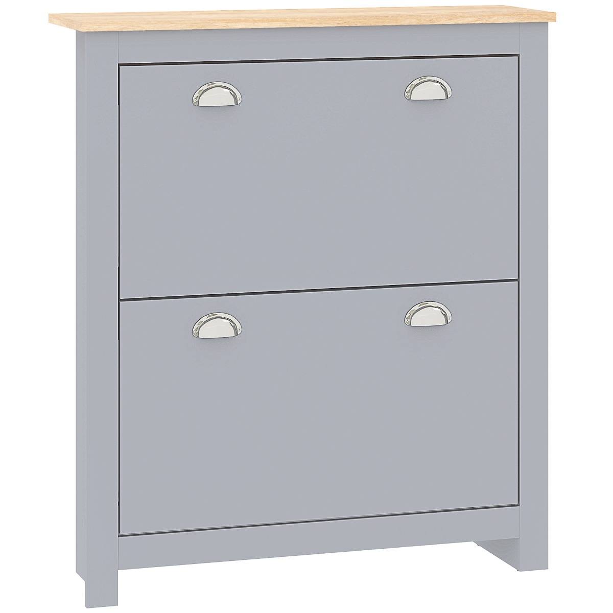 HOMCOM Slimline 2-Drawer Shoe Cabinet with Flip Doors, Grey