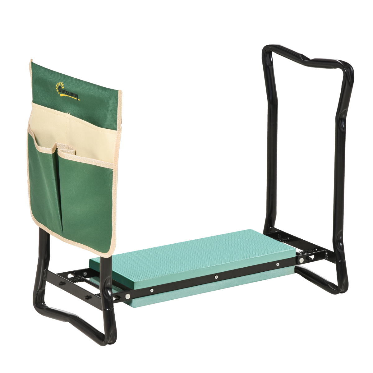 Outsunny Steel Frame Folding Garden Kneeler and Seat with Removable Tool Bag