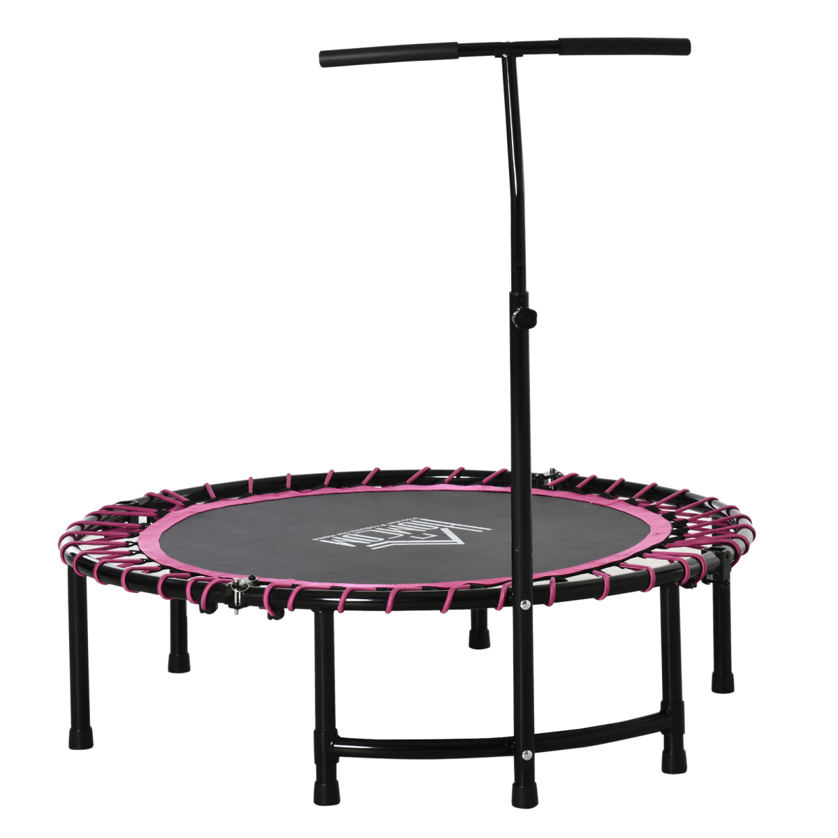 HOMCOM Folding Fitness Trampoline with Adjustable T-Bar Handle, Indoor and Outdoor Mini Rebounder, Steel Frame, 100kg Max Load