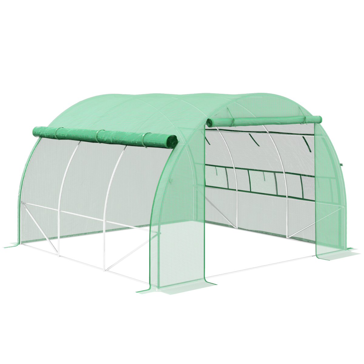 Outsunny 3 x 3 x 2 m Green Polytunnel Greenhouse with Steel Frame