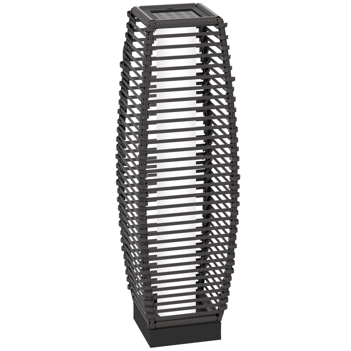 Outsunny Grey Rattan Solar Floor Lamp with Auto On/Off LED Light for Porch and Yard