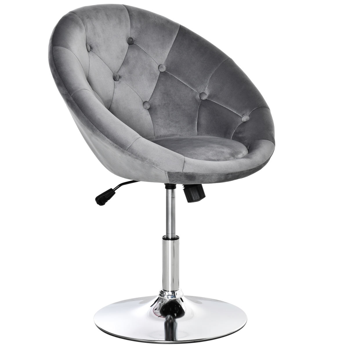 Adjustable Swivel Dining Height Bar Stool with Tufted Back, Grey