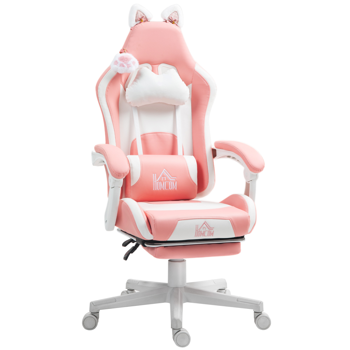HOMCOM Pink Gaming Chair with Footrest, Reclining Computer Chair