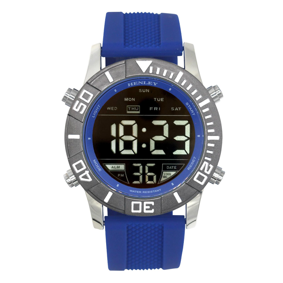 Henley Men's Digital Watch with Black Dial and Rubber Strap