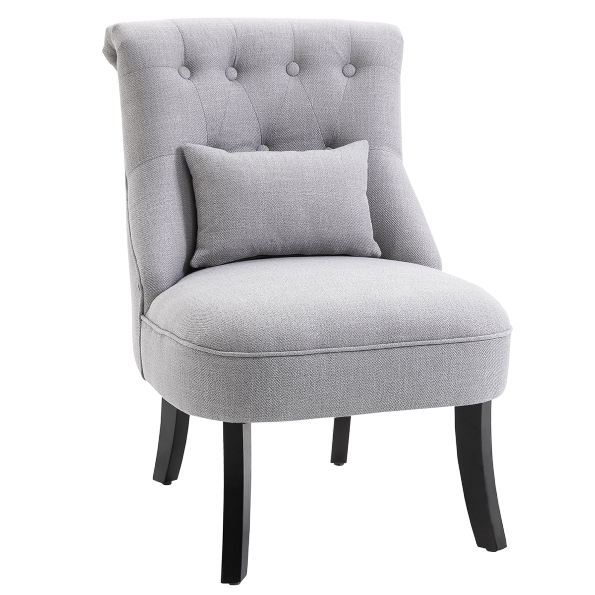 HOMCOM Upholstered Dining Chair with Pillow, Metal Frame and Wooden Legs