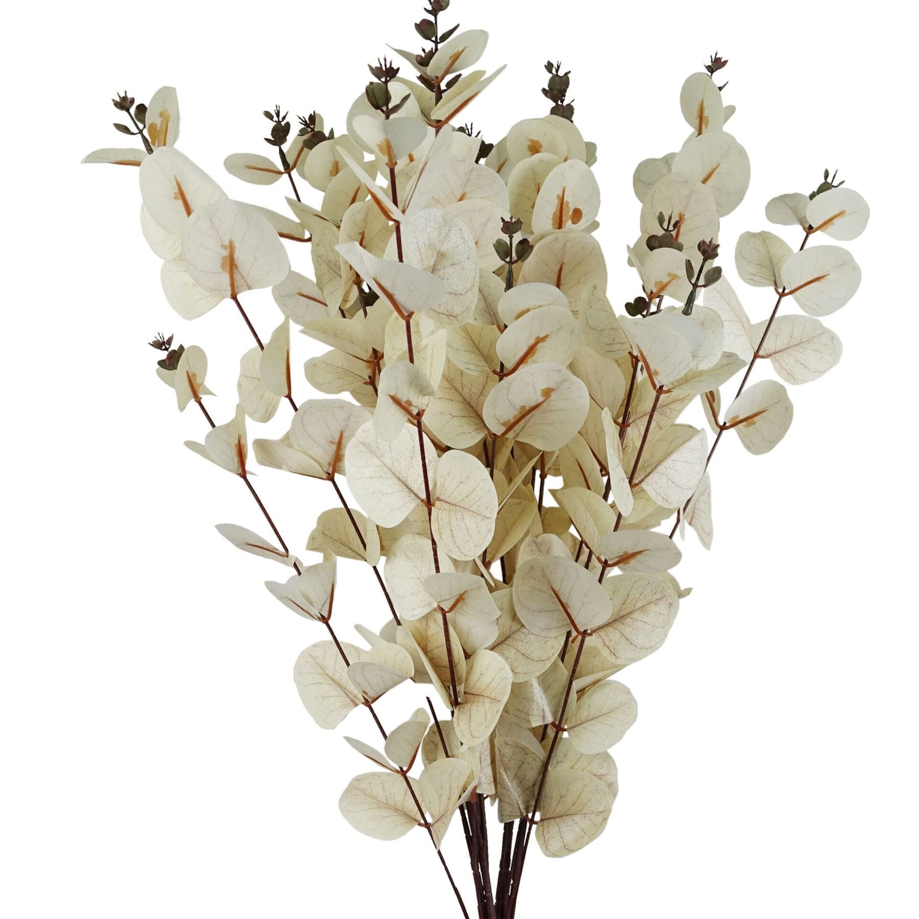 Leaf Pack of 6 White Eucalyptus Foliage Stems 80cm Wired Silk Leaves