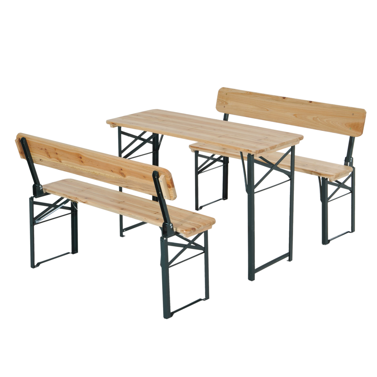 Outsunny 3-Piece Fold-Out Wooden Table and Bench Set